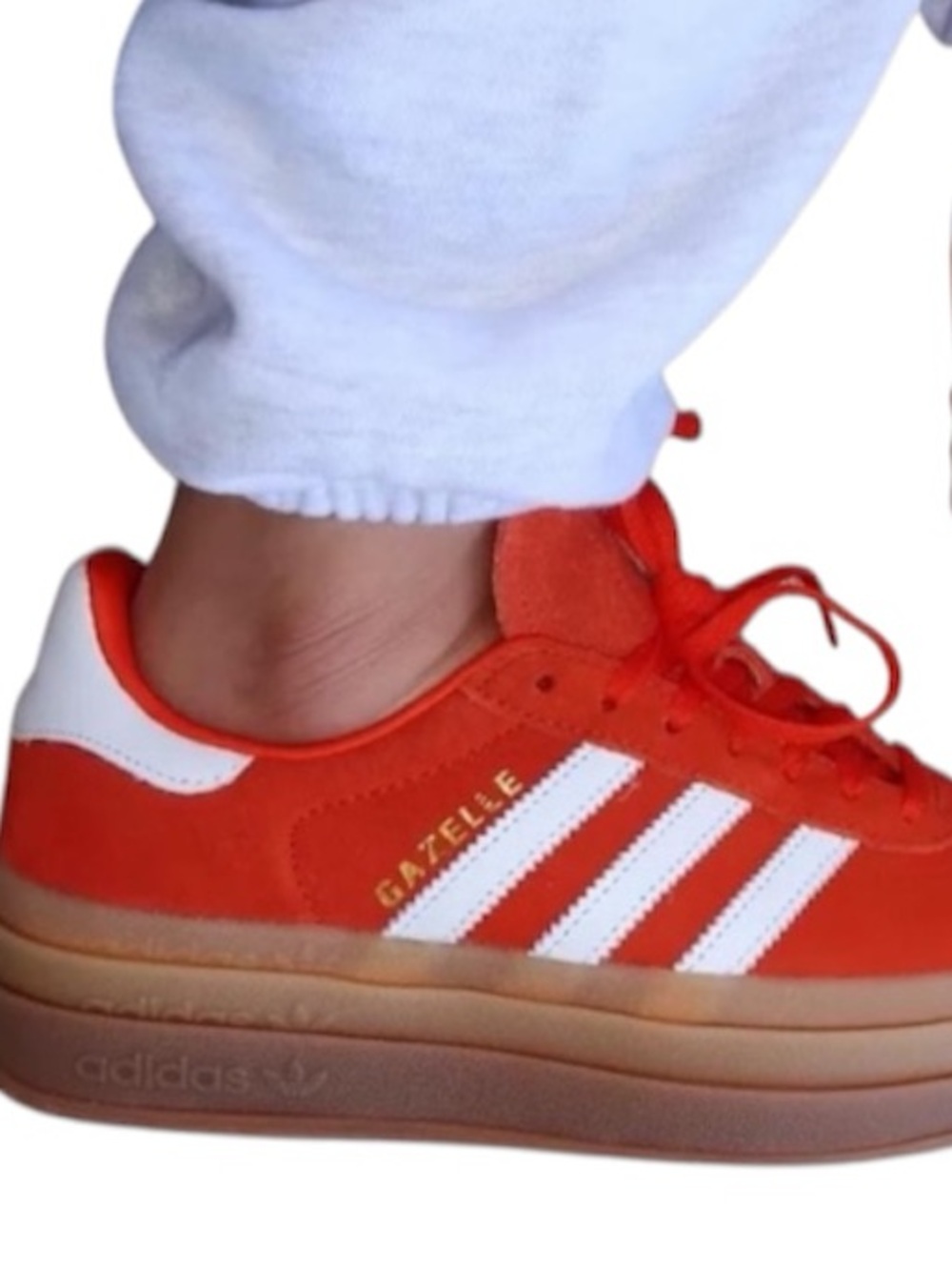 adidas Gazelle Bold Red Orange Suede Sneakers with White Stripes - Picture 11 of 12